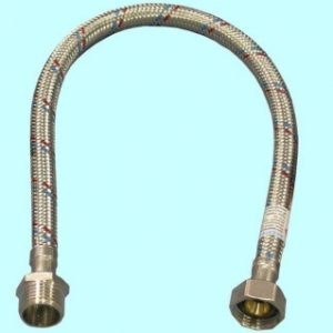 Шланг для ВОДИ  1/2″ ГАЙКА-ШТУЦЕР  80см  (нерж.обплетення)   GROSS  Аквадом
